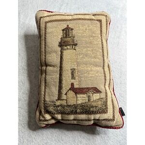 Decorative Accent Pillow Lighthouse Coastal Nautical Fabric Tapestry 12"x18"
